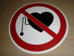 Schild B277 rund 100mm Verbot für Herzschrittmacher selbstklebend